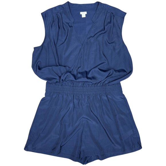 Women's‎ J. CREW Wrap-front Romper Navy Blue Shorts- Size 14 - Picture 3 of 11